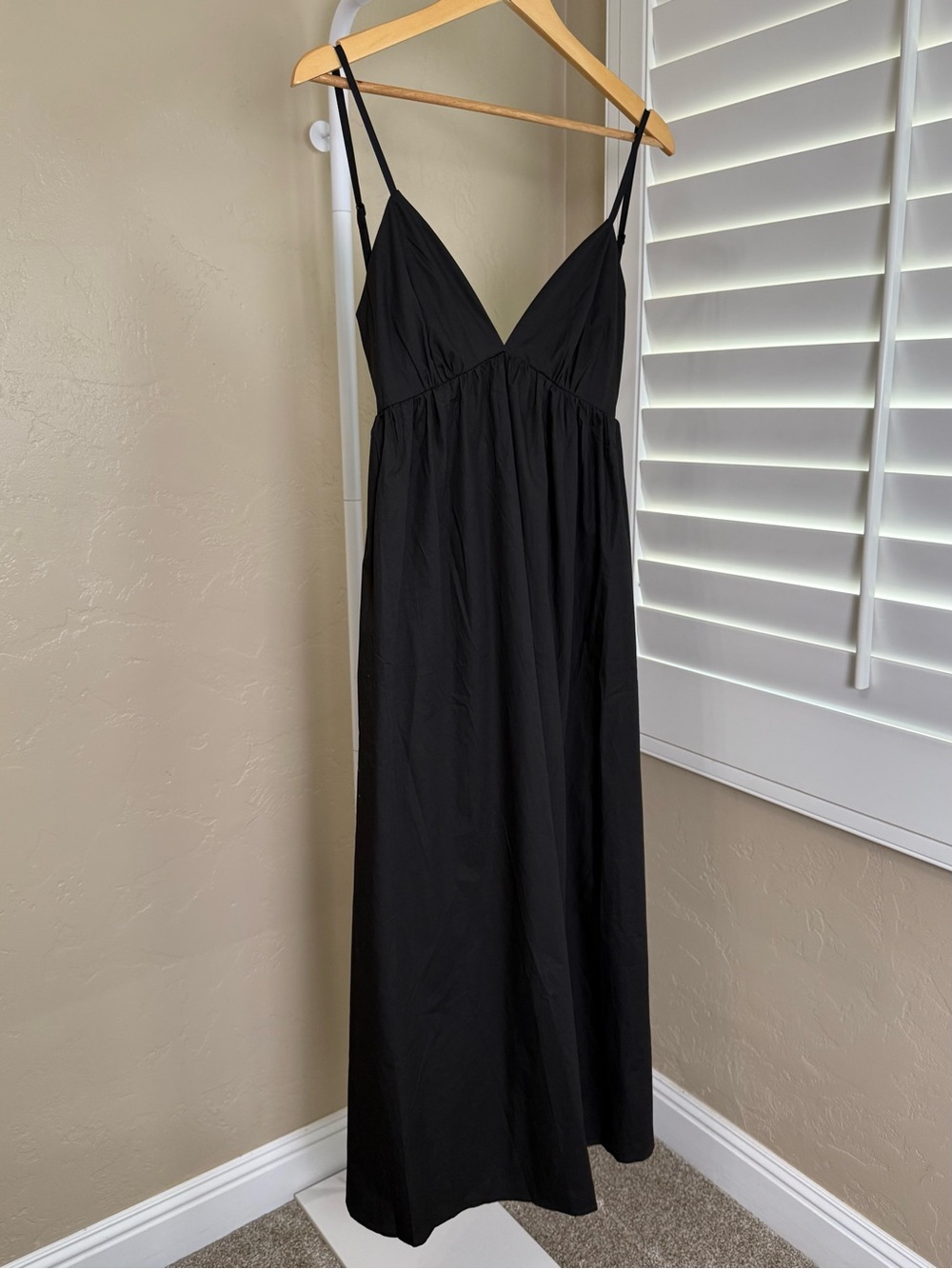 Commense Black Backless 100% Cotton Midi Maxi Dress Small NWT - Picture 5 of 11